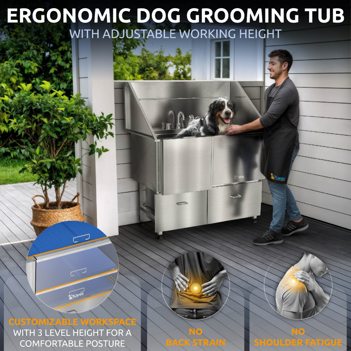 KANIS - Professional Stainless Steel Dog Bathing Station