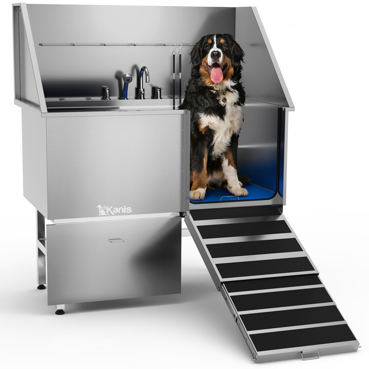 KANIS 50" Professional Stainless Steel Dog Bathing Station - Right Ramp