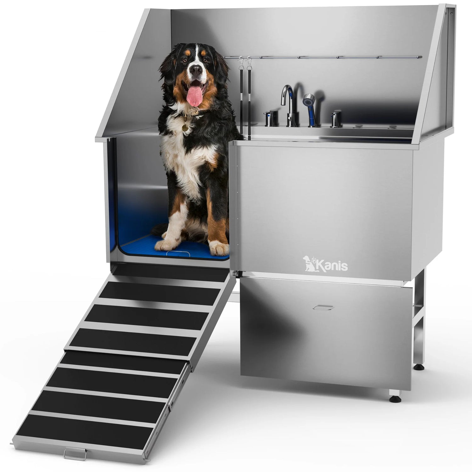 KANIS 50" Professional Stainless Steel Dog Bathing Station - Left Ramp