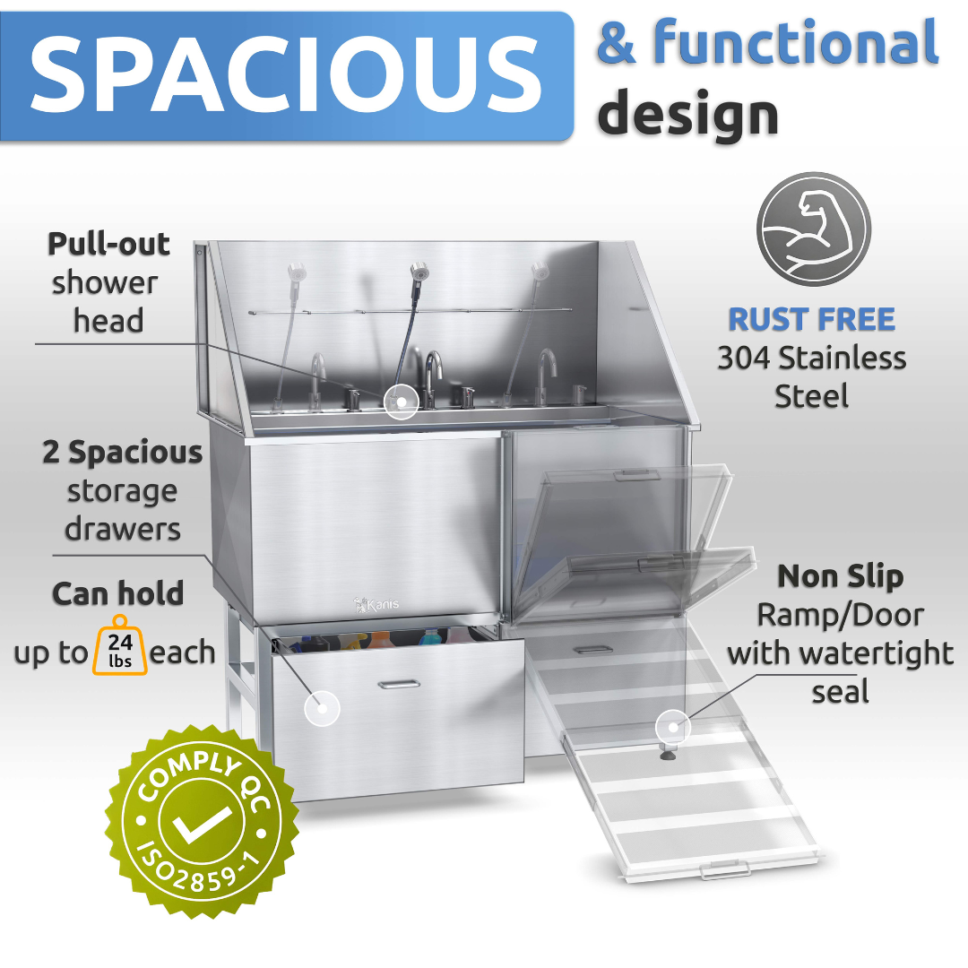 KANIS - Professional Stainless Steel Dog Bathing Station