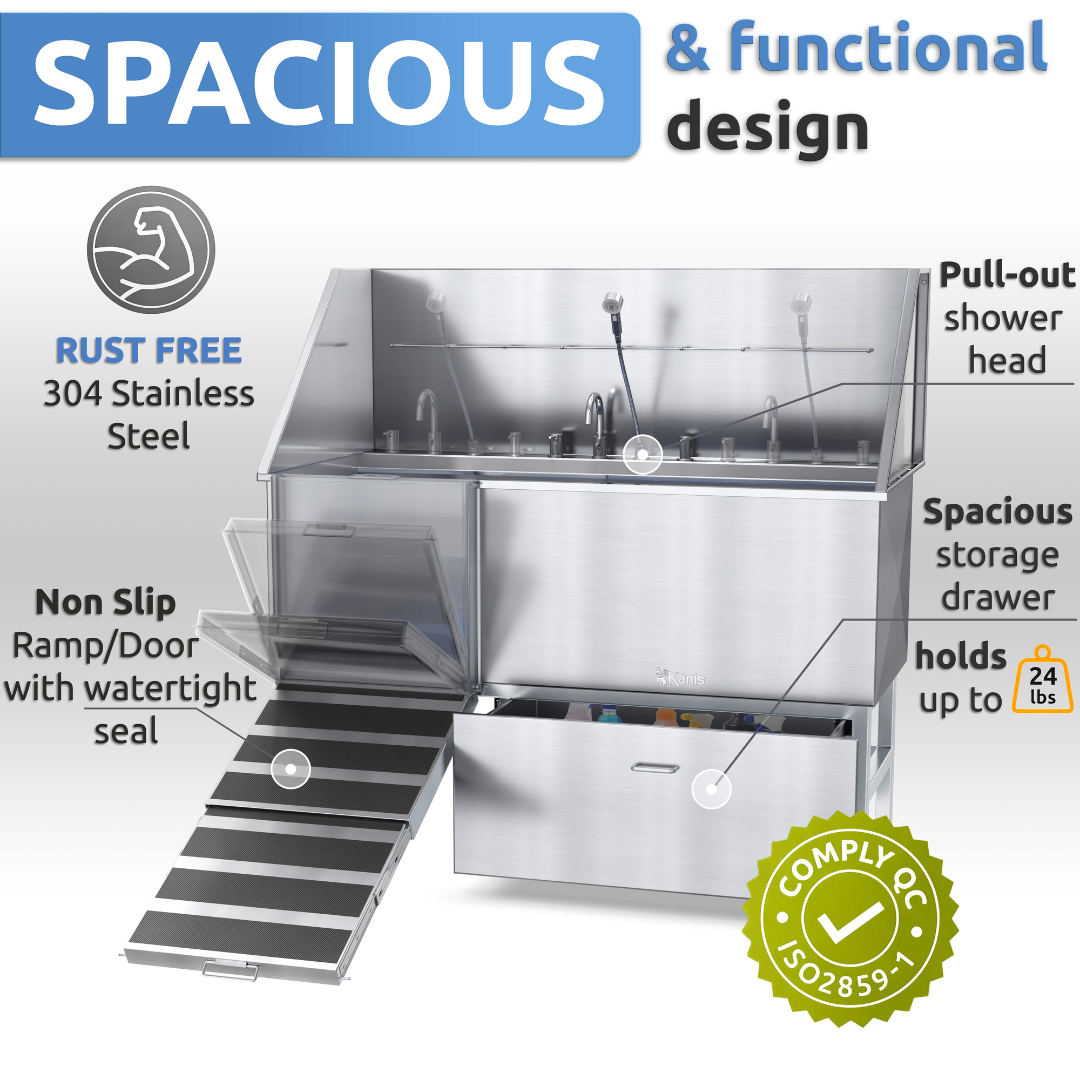 KANIS - Professional Stainless Steel Dog Bathing Station