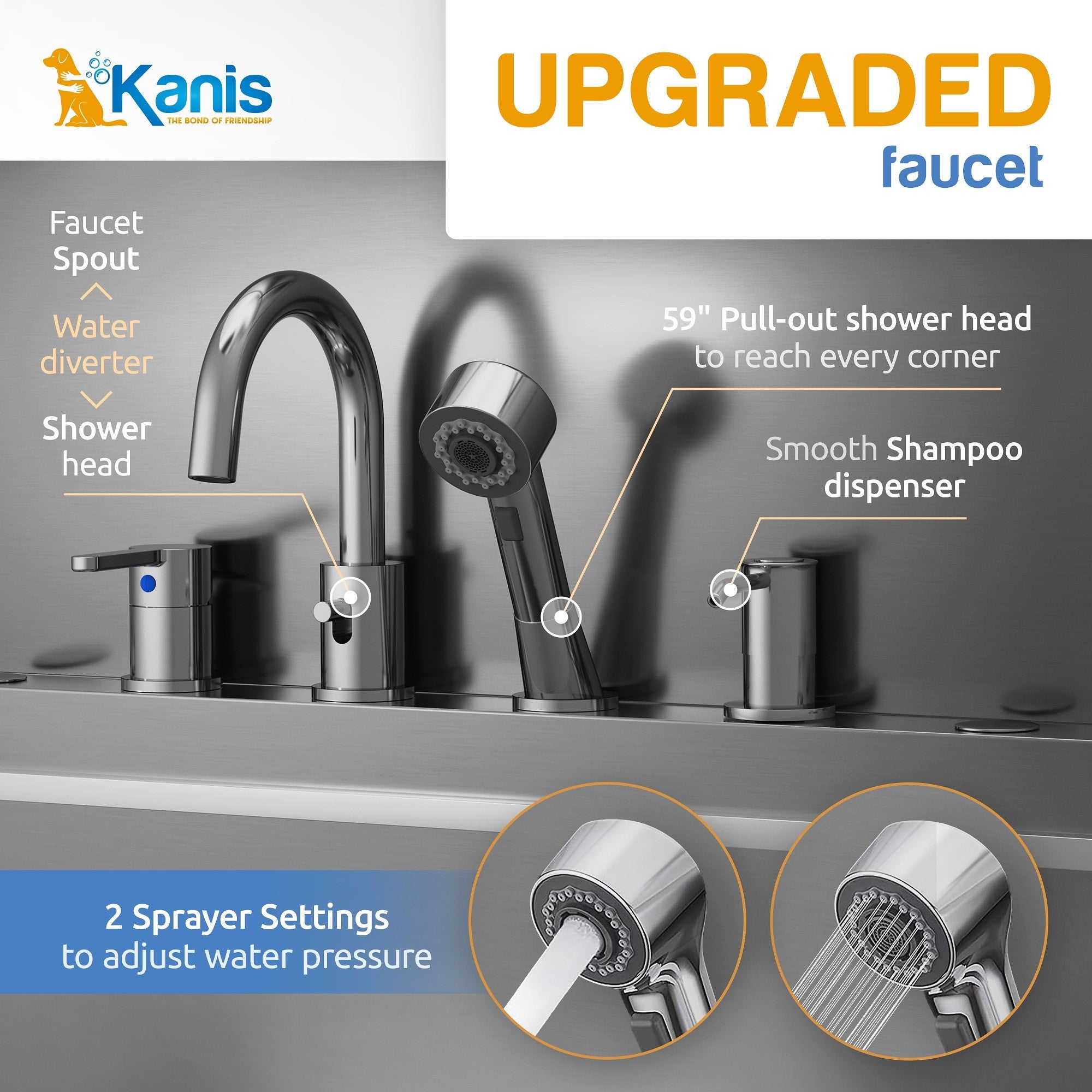 KANIS Professional Stainless Steel Dog Bathing Station Dog Groomin