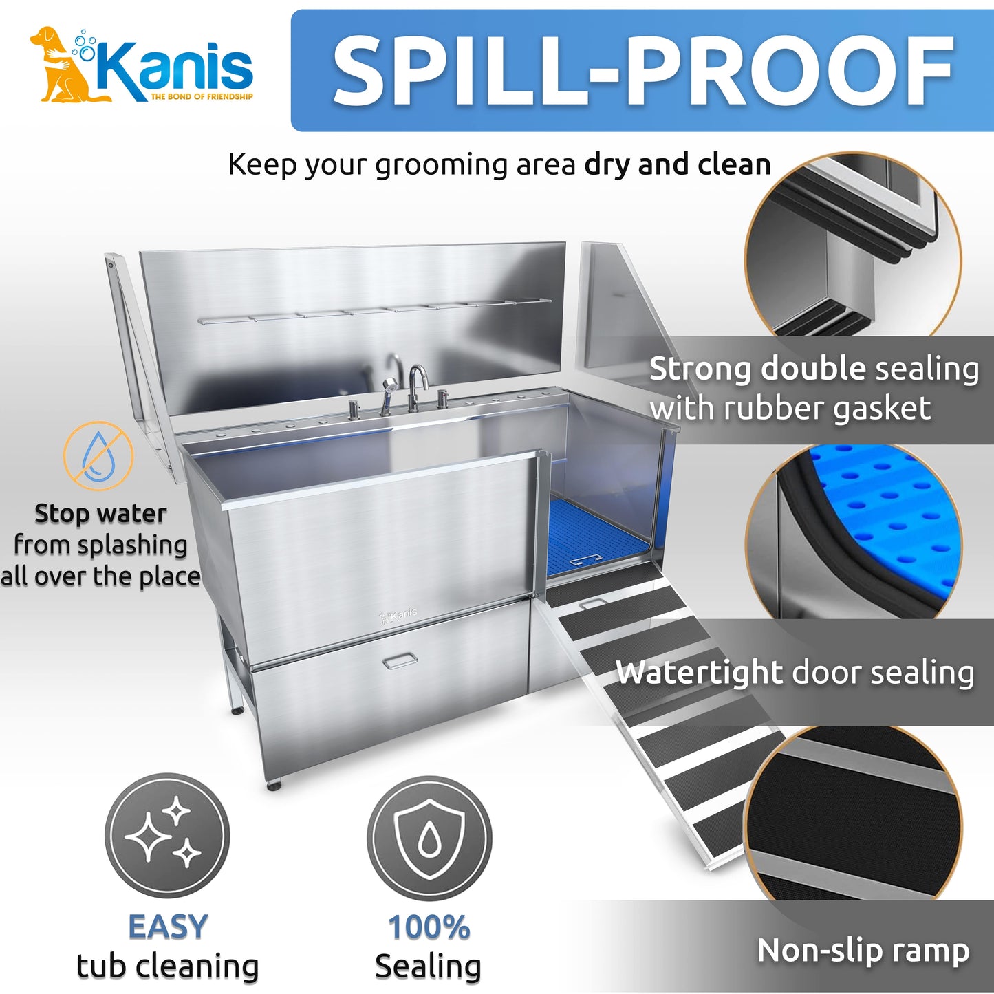 KANIS - Professional Stainless Steel Dog Bathing Station