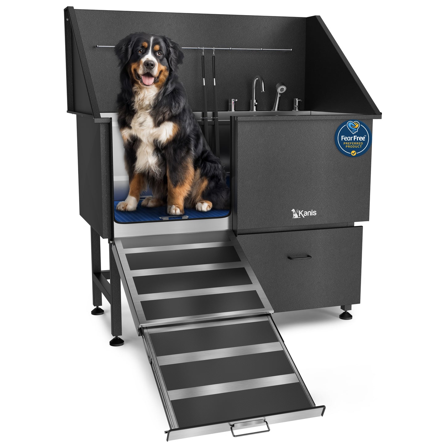 KANIS - Professional Stainless Steel Dog Bathing Station (Black)
