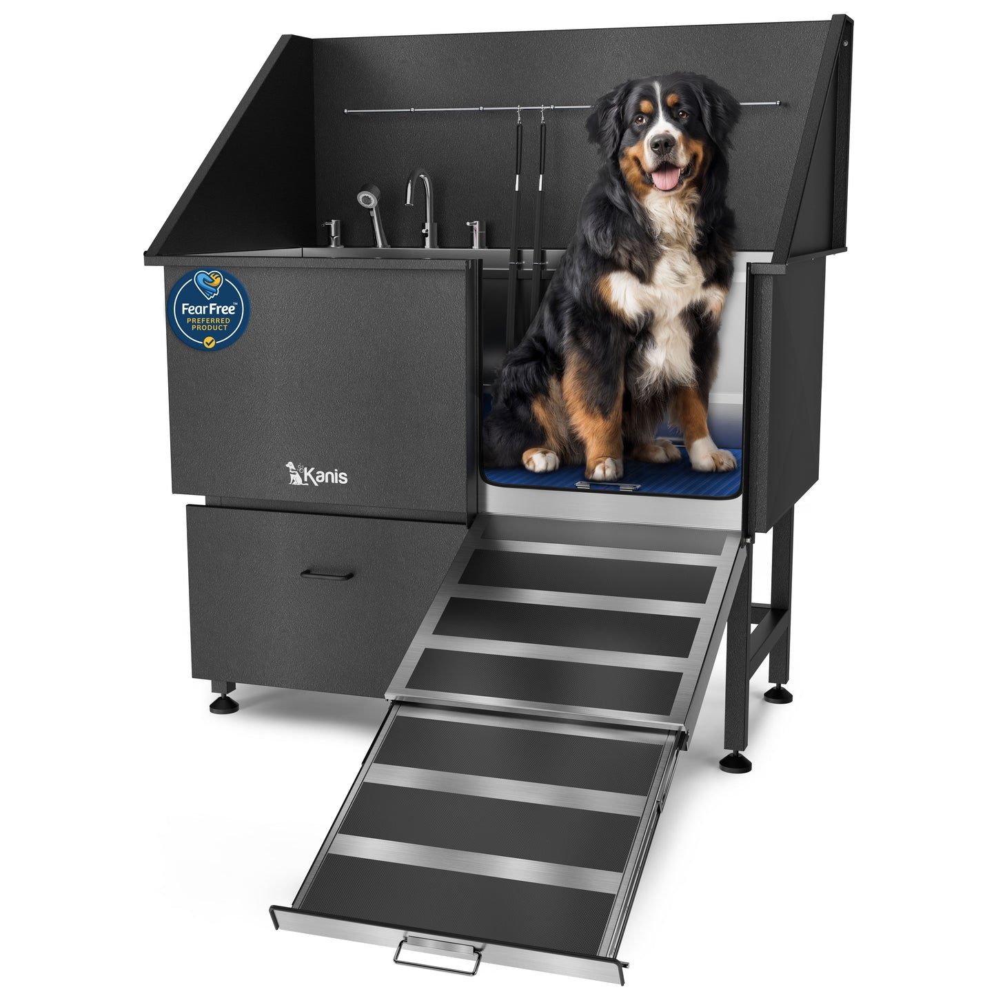 KANIS - Professional Stainless Steel Dog Bathing Station (Black)