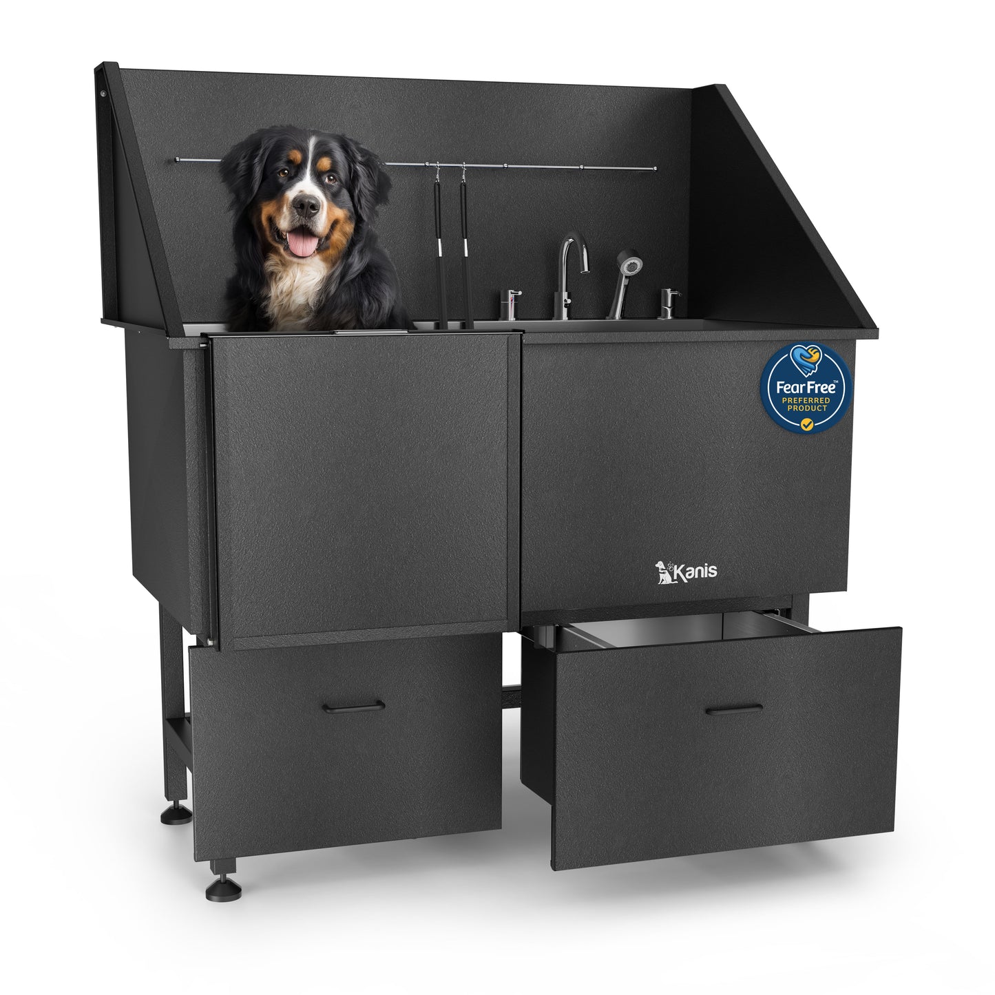 KANIS - Professional Stainless Steel Dog Bathing Station (Black)