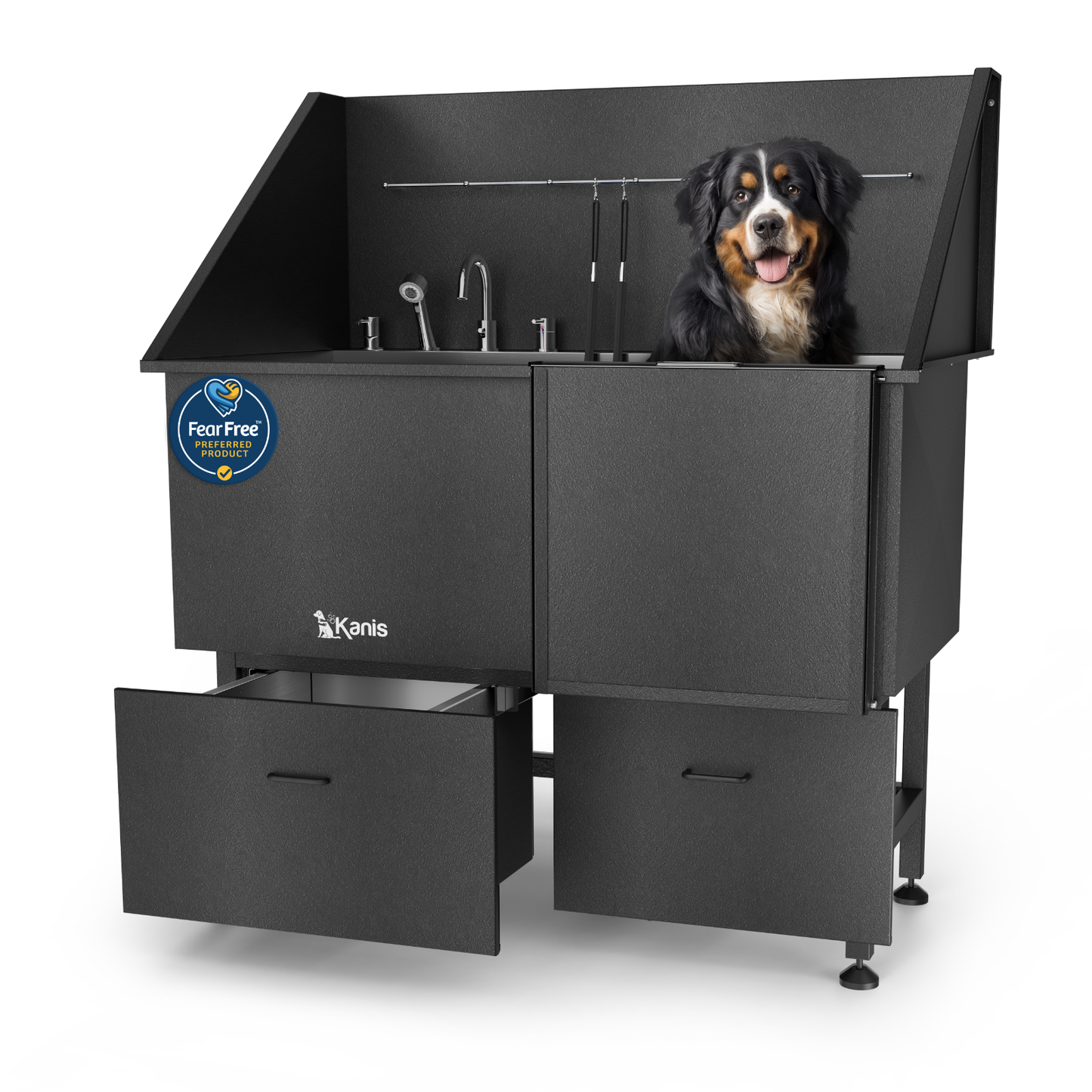 KANIS - Professional Stainless Steel Dog Bathing Station (Black)
