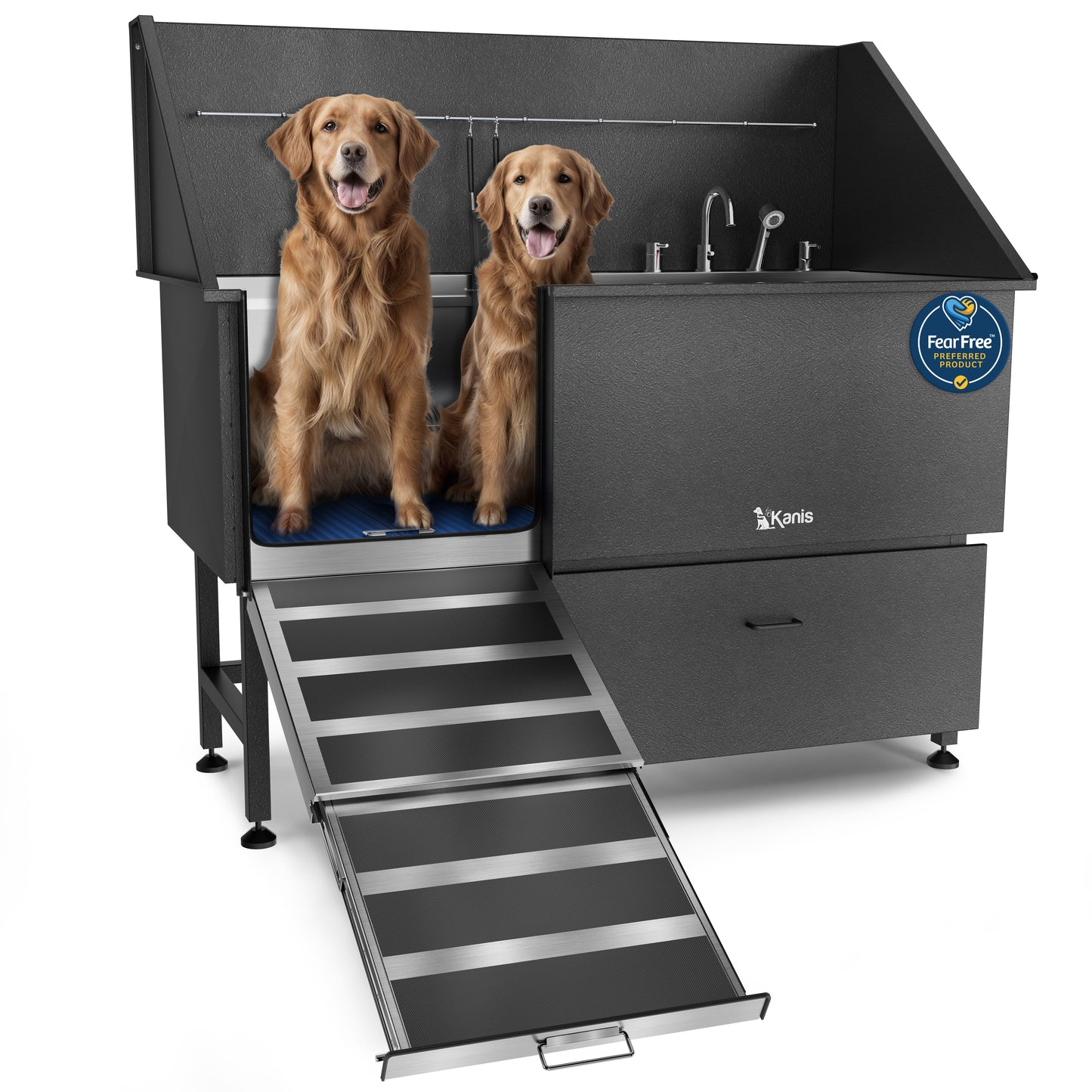 KANIS - Professional Stainless Steel Dog Bathing Station (Black)