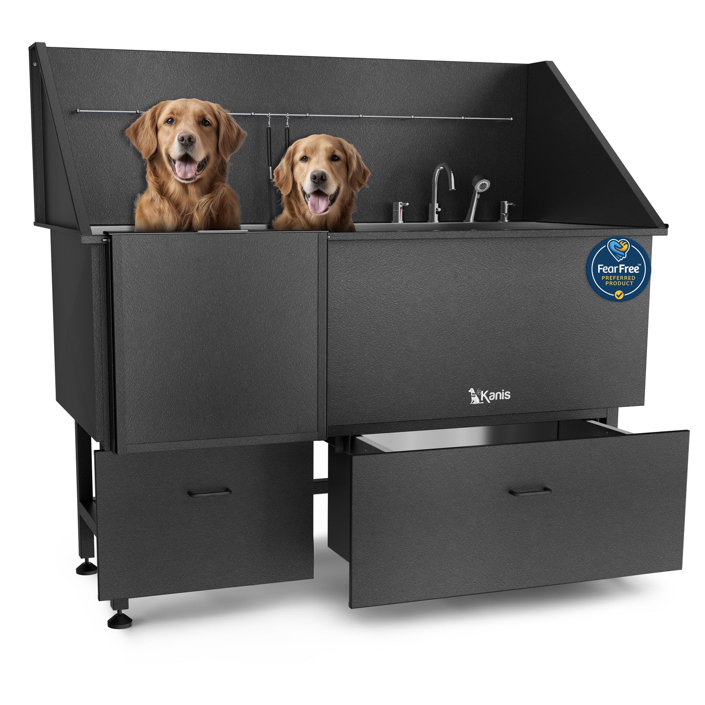 KANIS - Professional Stainless Steel Dog Bathing Station (Black)