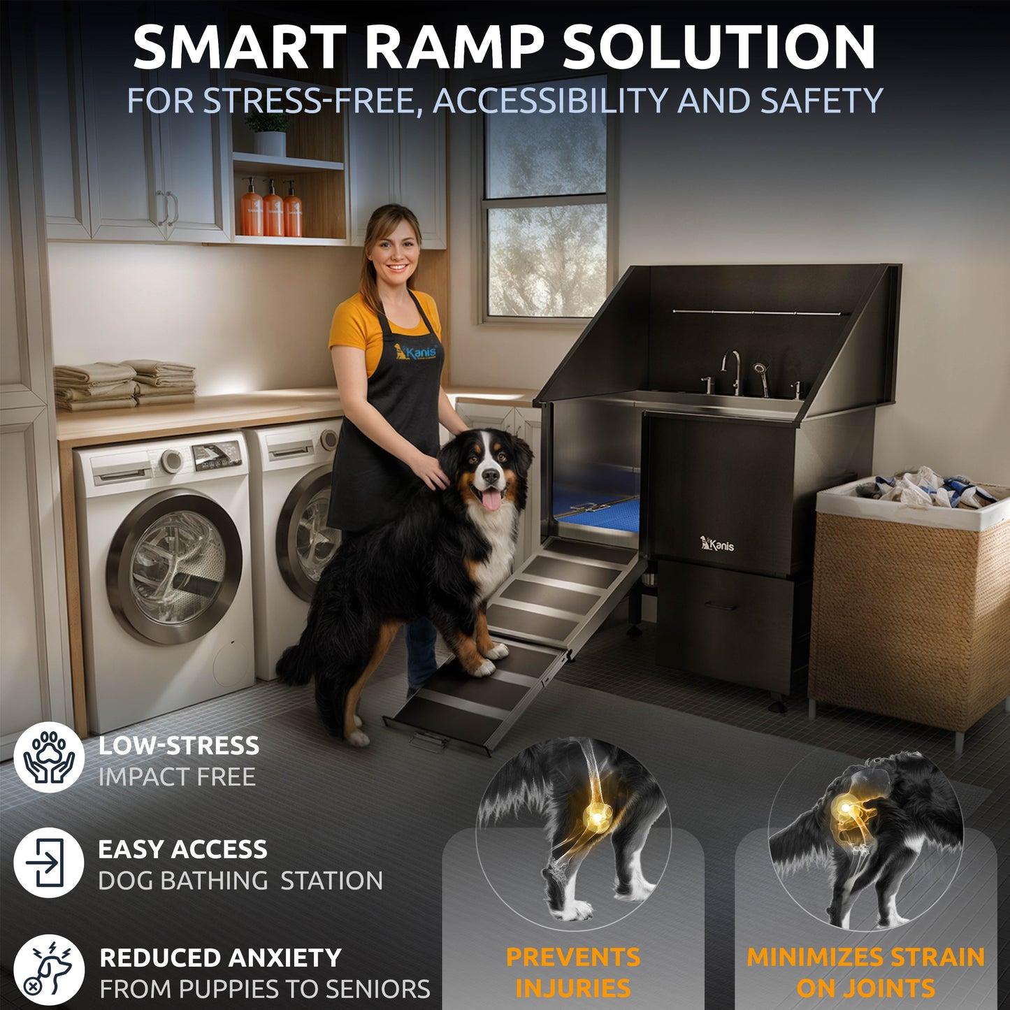 KANIS - Professional Stainless Steel Dog Bathing Station (Black)
