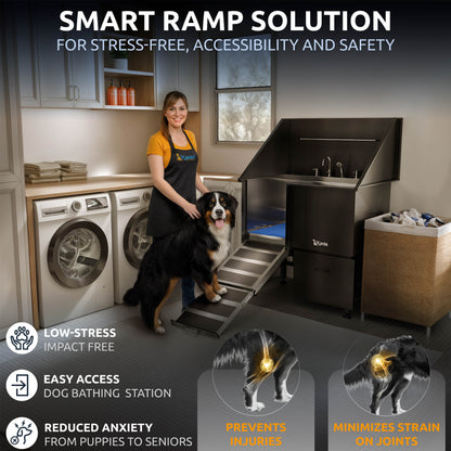 KANIS - Professional Stainless Steel Dog Bathing Station (Black)