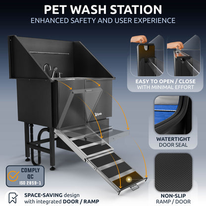 KANIS - Professional Stainless Steel Dog Bathing Station (Black)