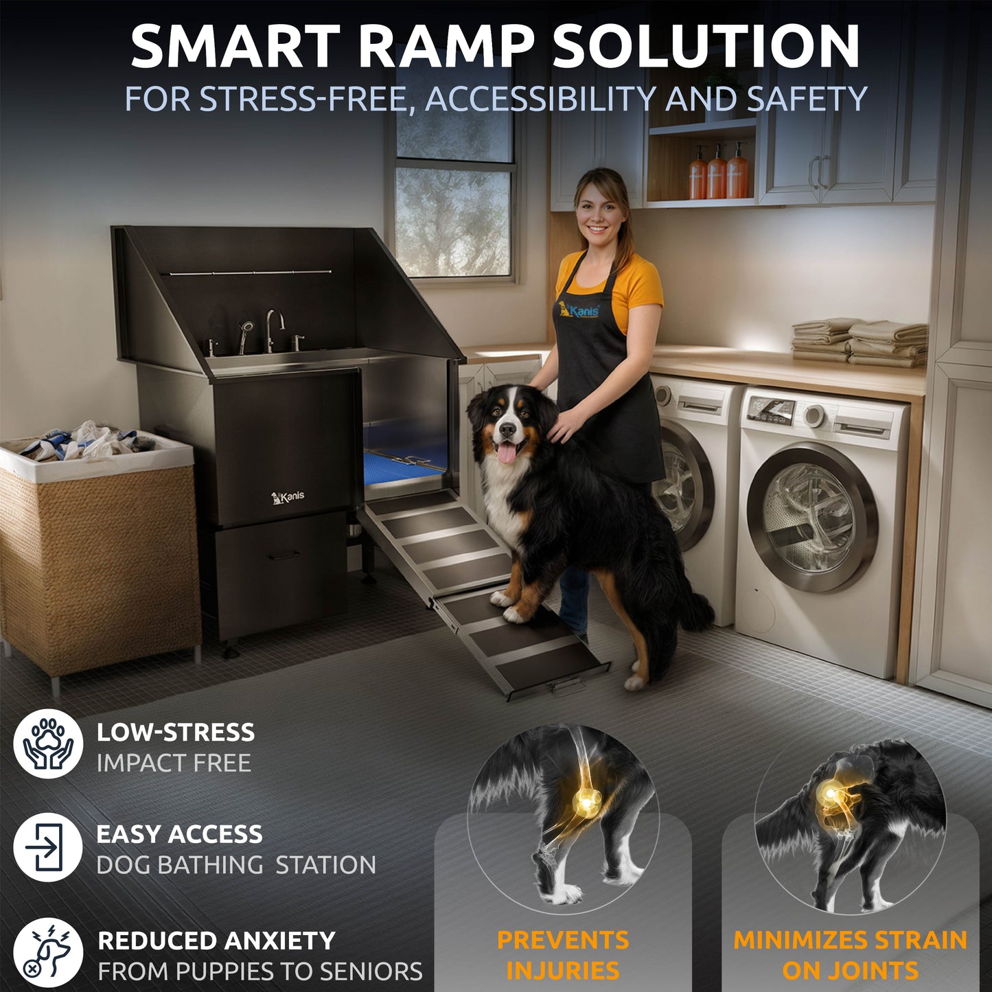 KANIS - Professional Stainless Steel Dog Bathing Station (Black)