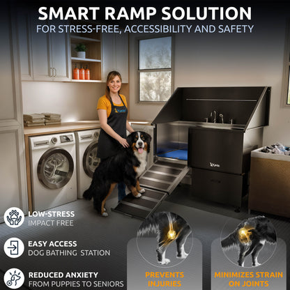 KANIS - Professional Stainless Steel Dog Bathing Station (Black)