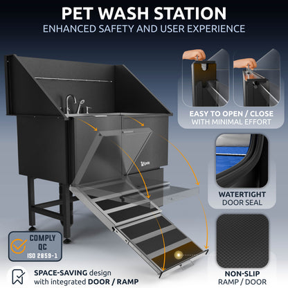 KANIS - Professional Stainless Steel Dog Bathing Station (Black)