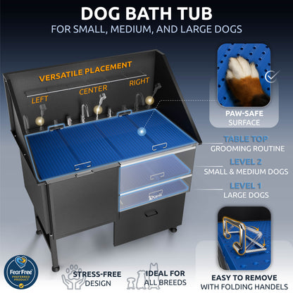 KANIS - Professional Stainless Steel Dog Bathing Station (Black)