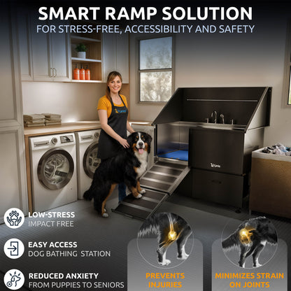 KANIS - Professional Stainless Steel Dog Bathing Station (Black)
