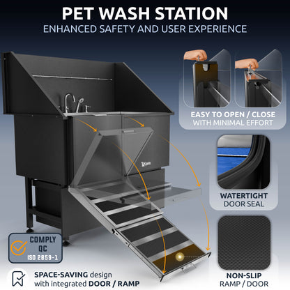 KANIS - Professional Stainless Steel Dog Bathing Station (Black)