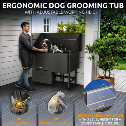 KANIS - Professional Stainless Steel Dog Bathing Station (Black)