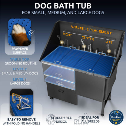 KANIS - Professional Stainless Steel Dog Bathing Station (Black)