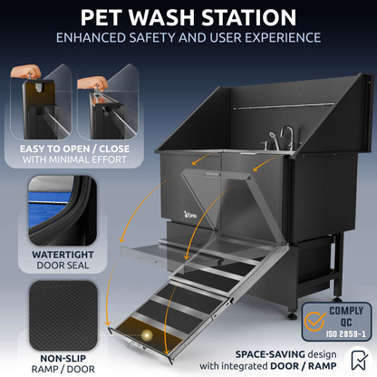 KANIS - Professional Stainless Steel Dog Bathing Station (Black)