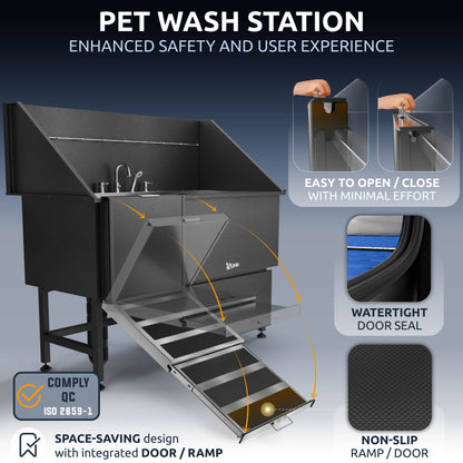 KANIS - Professional Stainless Steel Dog Bathing Station (Black)