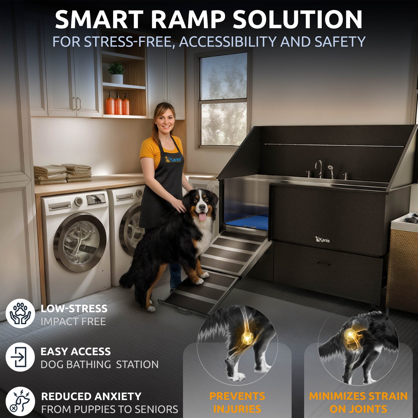 KANIS - Professional Stainless Steel Dog Bathing Station (Black)