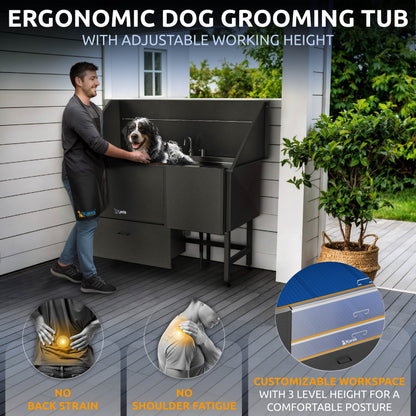 KANIS - Professional Stainless Steel Dog Bathing Station (Black)
