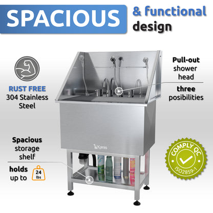 KANIS - Professional Stainless Steel Dog Bathing Station