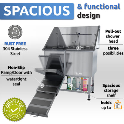 KANIS - Professional Stainless Steel Dog Bathing Station