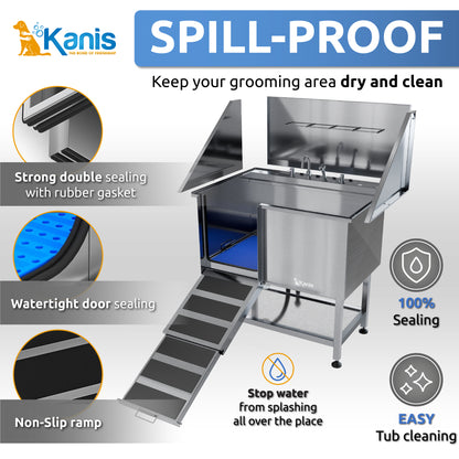 KANIS - Professional Stainless Steel Dog Bathing Station