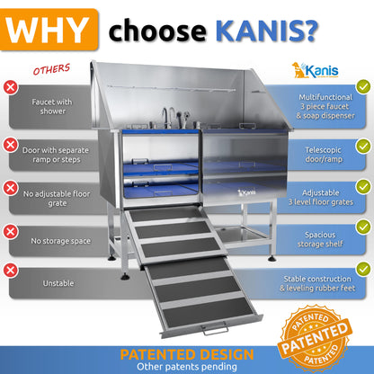 KANIS - Professional Stainless Steel Dog Bathing Station