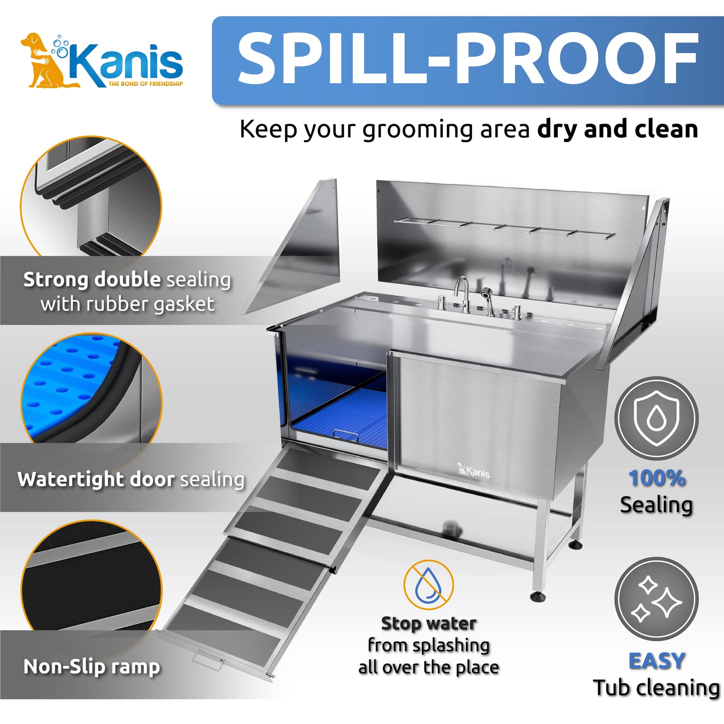KANIS - Professional Stainless Steel Dog Bathing Station