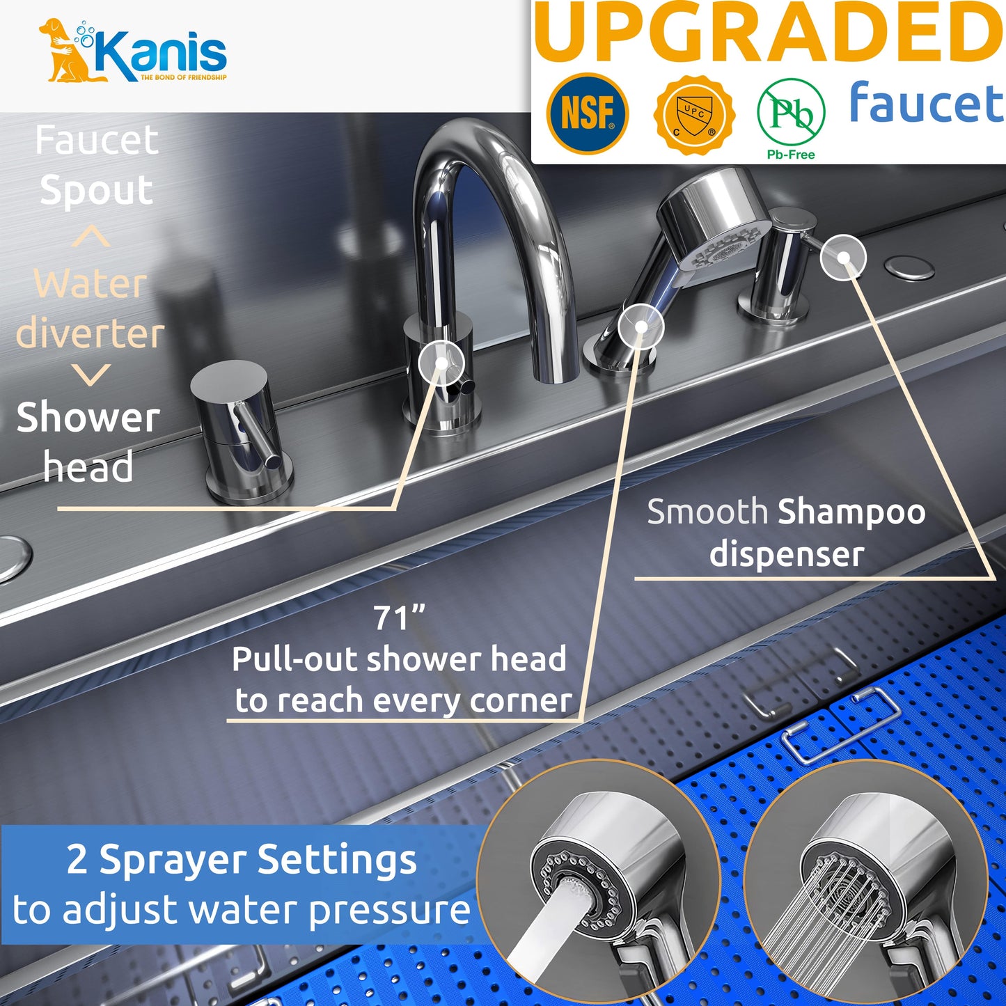 KANIS - Professional Stainless Steel Dog Bathing Station