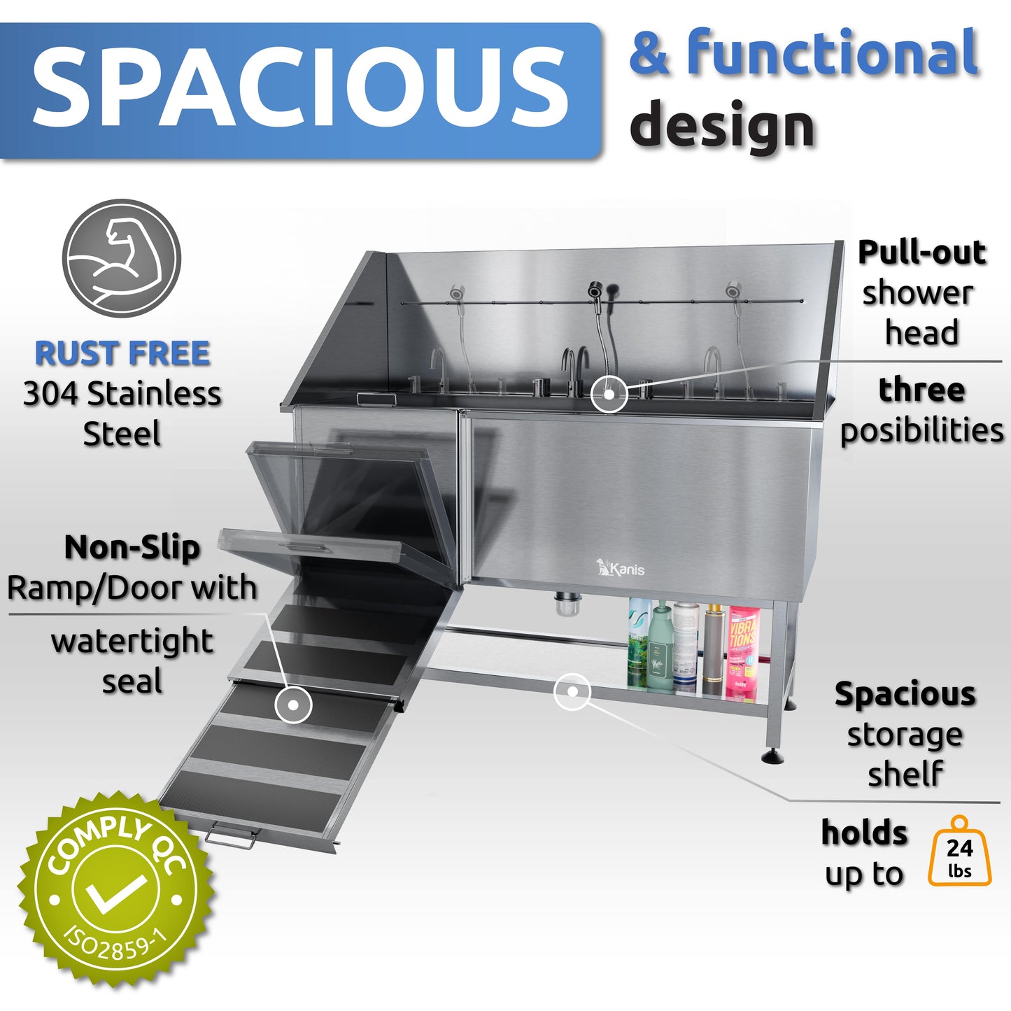 KANIS - Professional Stainless Steel Dog Bathing Station