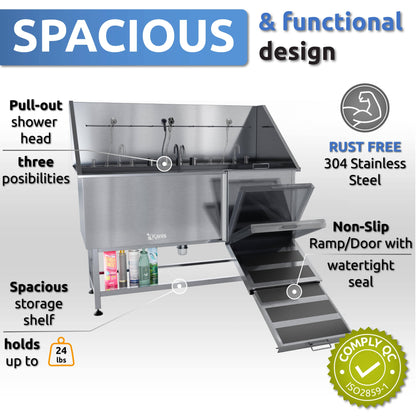KANIS - Professional Stainless Steel Dog Bathing Station