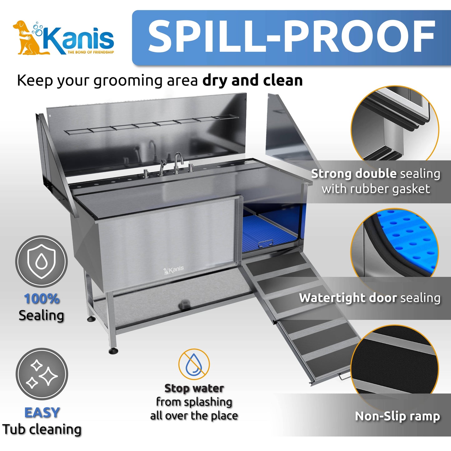 KANIS - Professional Stainless Steel Dog Bathing Station