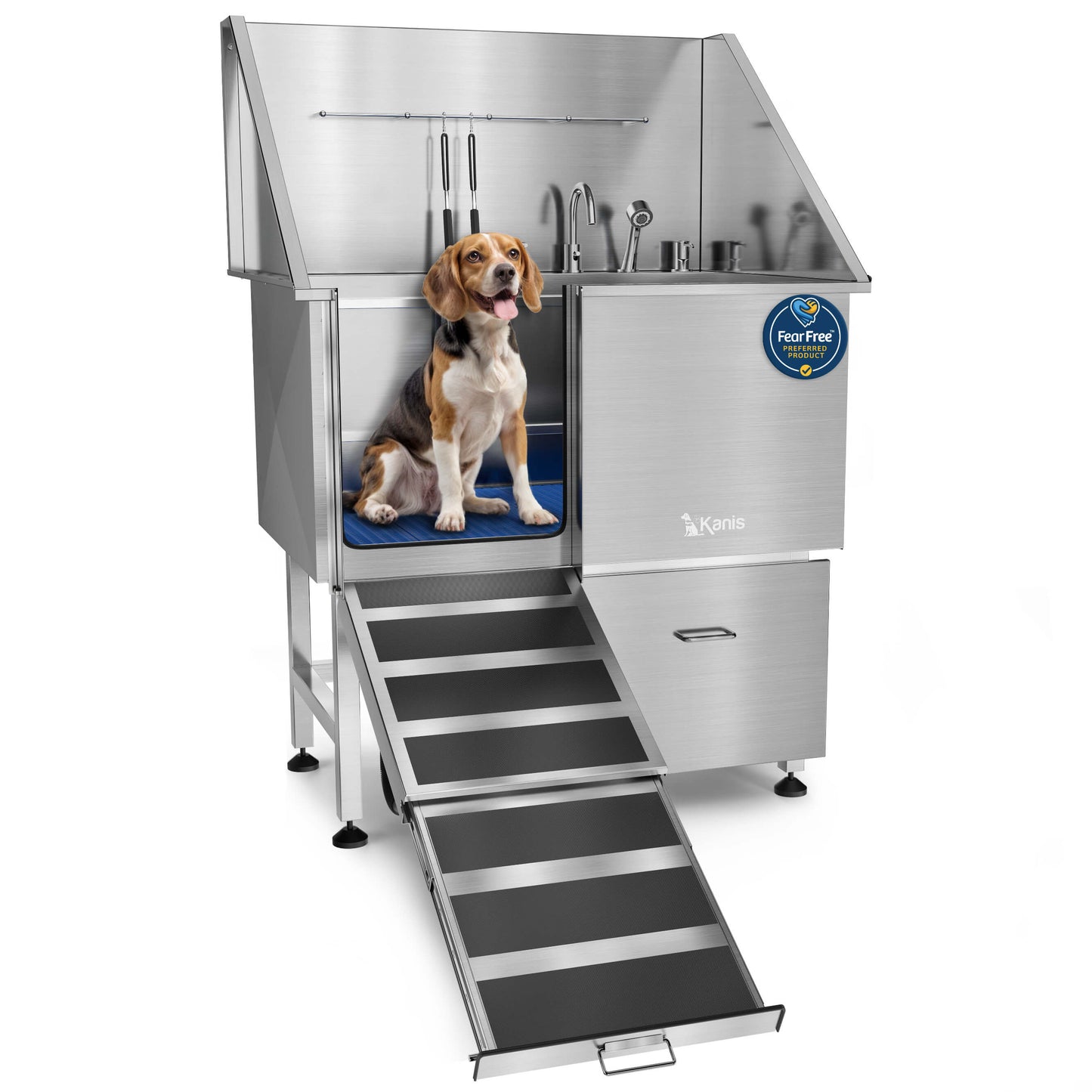 KANIS - Professional Stainless Steel Dog Bathing Station (Silver)