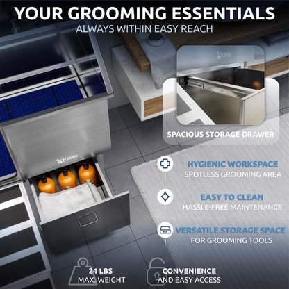 KANIS - Professional Stainless Steel Dog Bathing Station (Silver)