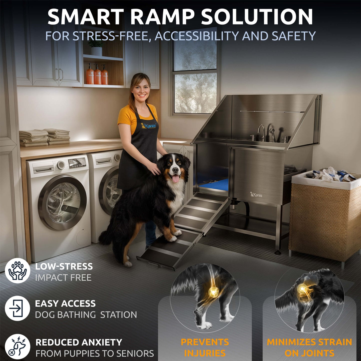 KANIS - Professional Stainless Steel Dog Bathing Station (Silver)