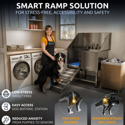 KANIS - Professional Stainless Steel Dog Bathing Station (Silver)