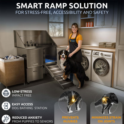 KANIS - Professional Stainless Steel Dog Bathing Station (Silver)