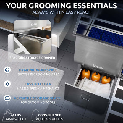 KANIS - Professional Stainless Steel Dog Bathing Station (Silver)