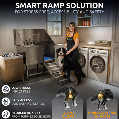 KANIS - Professional Stainless Steel Dog Bathing Station (Silver)