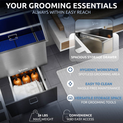 KANIS - Professional Stainless Steel Dog Bathing Station (Silver)