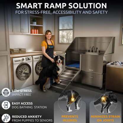 KANIS - Professional Stainless Steel Dog Bathing Station (Silver)