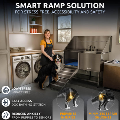 KANIS - Professional Stainless Steel Dog Bathing Station (Silver)