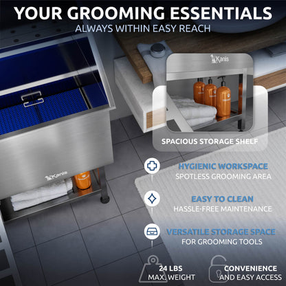 KANIS - Professional Stainless Steel Dog Bathing Station (Silver)