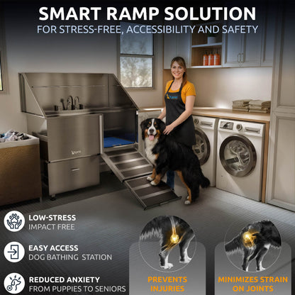 KANIS - Professional Stainless Steel Dog Bathing Station (Silver)