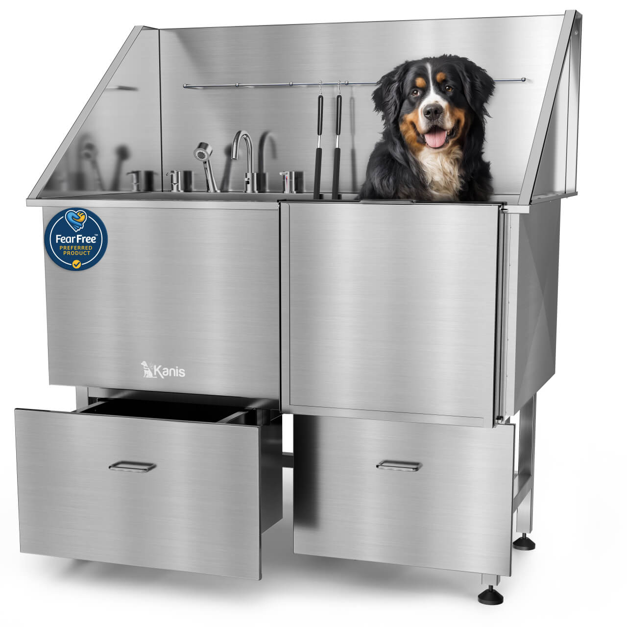 KANIS - Professional Stainless Steel Dog Bathing Station (Silver)